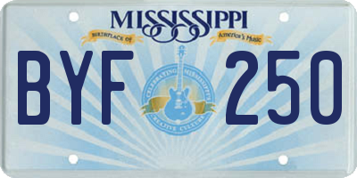 MS license plate BYF250