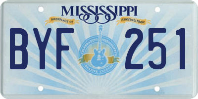 MS license plate BYF251