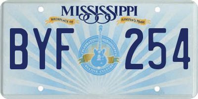 MS license plate BYF254