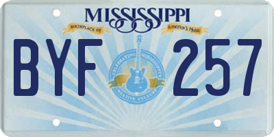 MS license plate BYF257