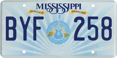 MS license plate BYF258