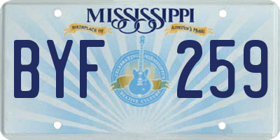 MS license plate BYF259