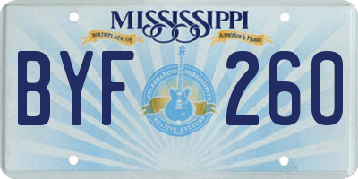 MS license plate BYF260