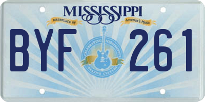 MS license plate BYF261