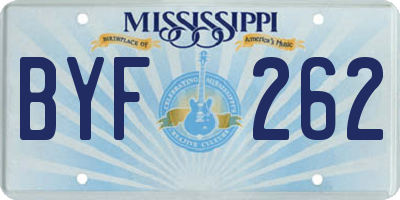 MS license plate BYF262