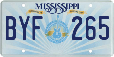 MS license plate BYF265