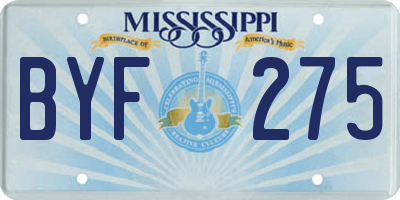 MS license plate BYF275