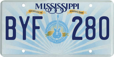 MS license plate BYF280