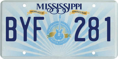 MS license plate BYF281