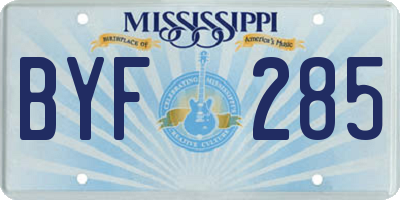 MS license plate BYF285