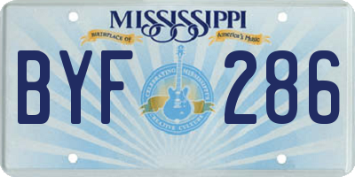 MS license plate BYF286
