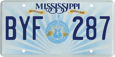 MS license plate BYF287
