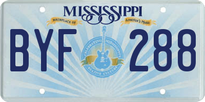 MS license plate BYF288