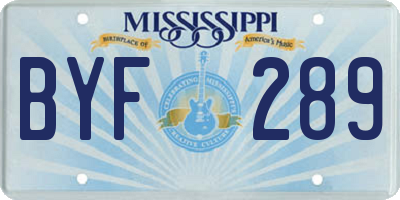 MS license plate BYF289