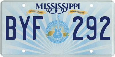 MS license plate BYF292