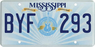 MS license plate BYF293