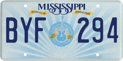 MS license plate BYF294