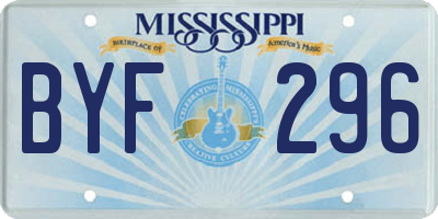 MS license plate BYF296