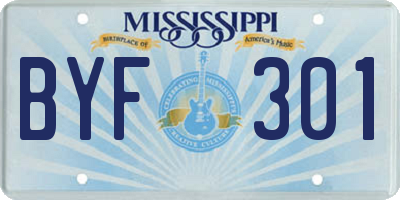 MS license plate BYF301