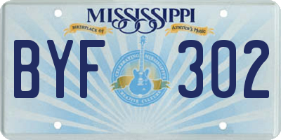 MS license plate BYF302