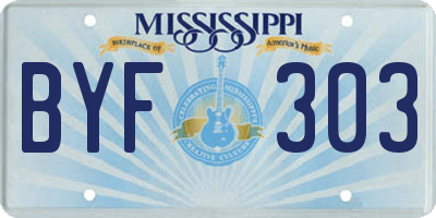 MS license plate BYF303