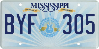 MS license plate BYF305