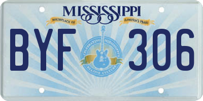 MS license plate BYF306