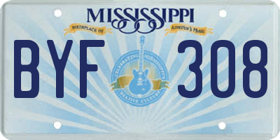 MS license plate BYF308