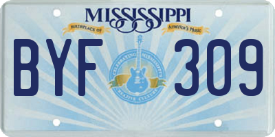 MS license plate BYF309