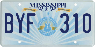 MS license plate BYF310