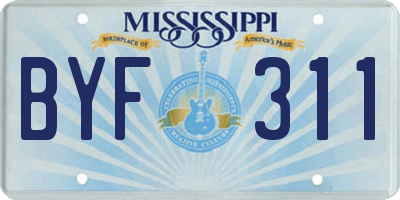 MS license plate BYF311