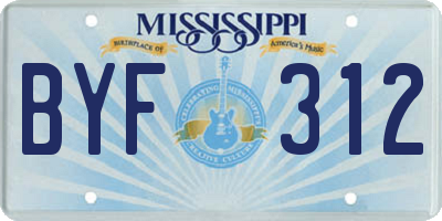 MS license plate BYF312