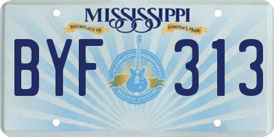 MS license plate BYF313