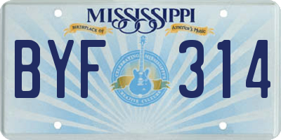 MS license plate BYF314