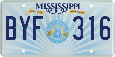 MS license plate BYF316