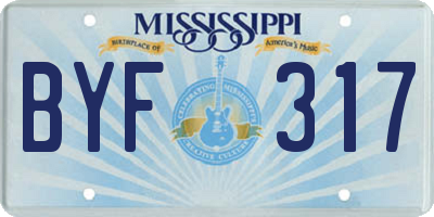 MS license plate BYF317