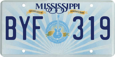 MS license plate BYF319