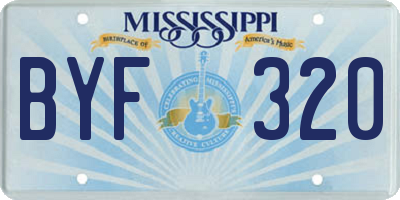 MS license plate BYF320