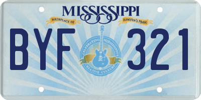 MS license plate BYF321