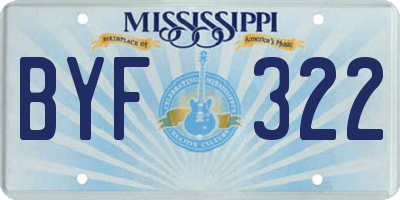MS license plate BYF322