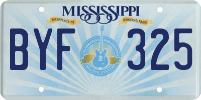 MS license plate BYF325