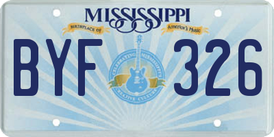 MS license plate BYF326