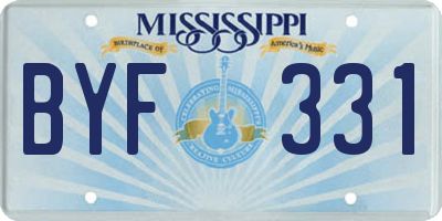 MS license plate BYF331
