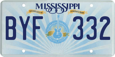 MS license plate BYF332