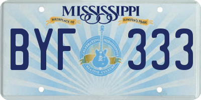 MS license plate BYF333
