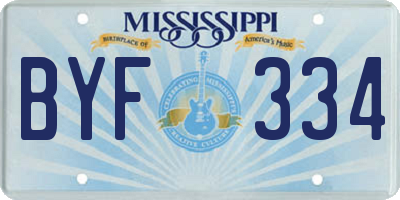 MS license plate BYF334