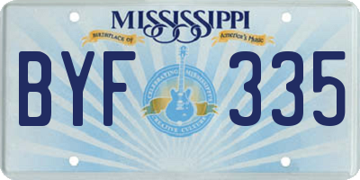 MS license plate BYF335