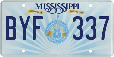 MS license plate BYF337