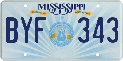 MS license plate BYF343