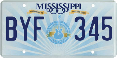 MS license plate BYF345